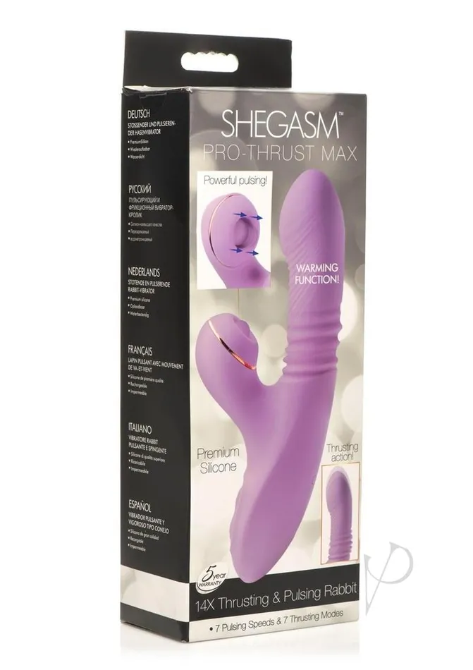 Vibrators SHEGASM Shegasm ProThrust Max Rechargeable Silicone Thrusting and Pulsing Rabbit