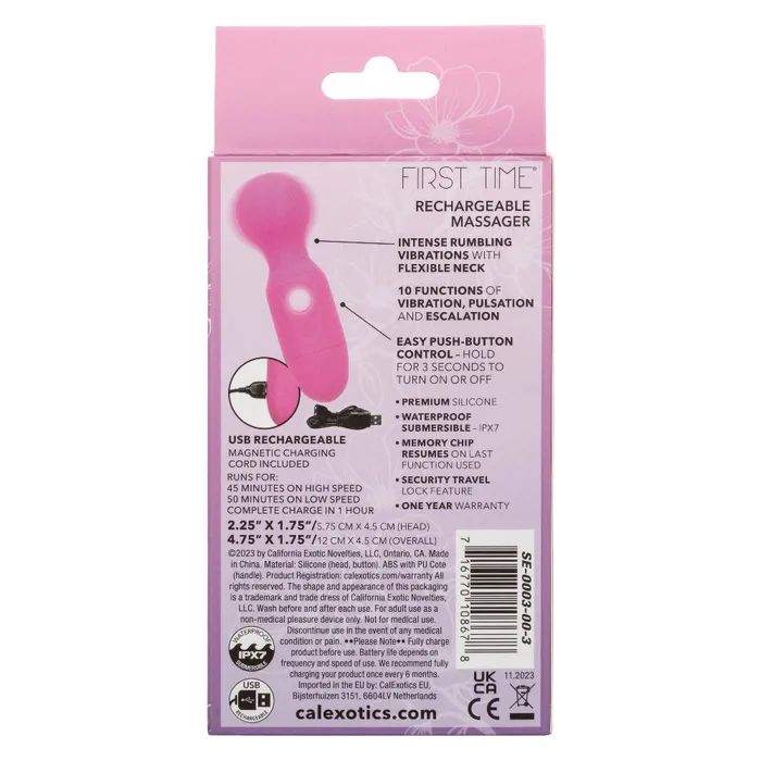 CalExotics Vibrators First Time Rechargeable Massager Pink CalExotics Vibrators First Time Rechargeable Massager Pink