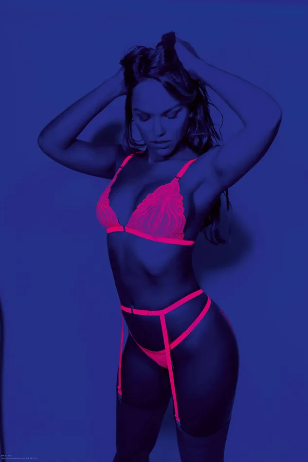 Vibrators Escante Neon 3 Pc Bra Set One Size Neon Pink