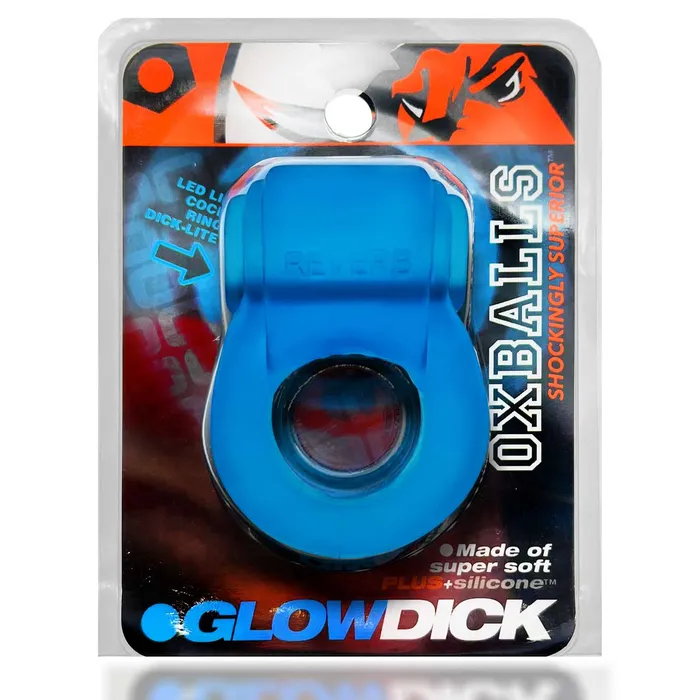 Vibrators Glowdick Cockring With Led Blue Ice Oxballs