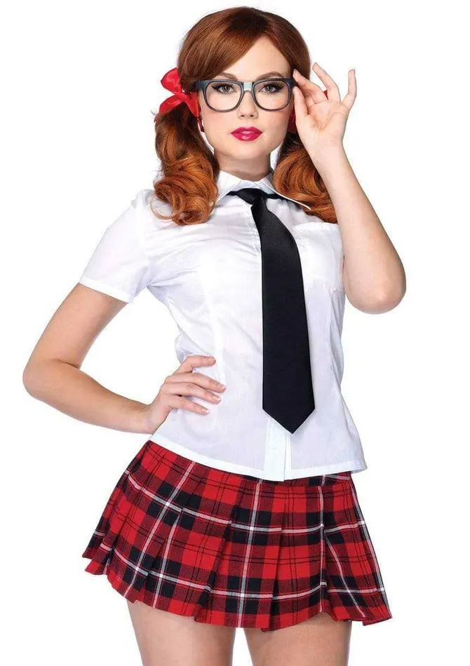 Vibrators Leg Avenue Private School Sweetie Costume Large White Red