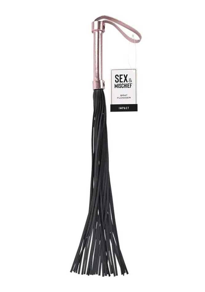Vibrators Sportsheets Brat Flogger Black Rose Gold